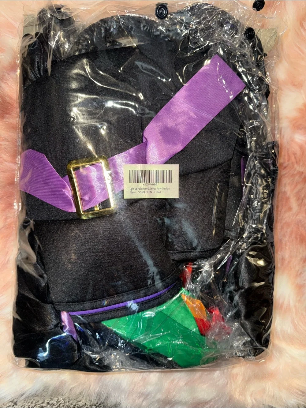 Purple Light-Up Witch Costume - Includes Hat & Broom (M)